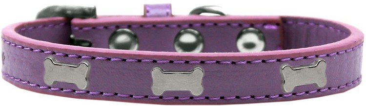 Silver Bone Widget Dog Collar Lavender Size 14